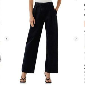 High-waist wide-leg black jeans